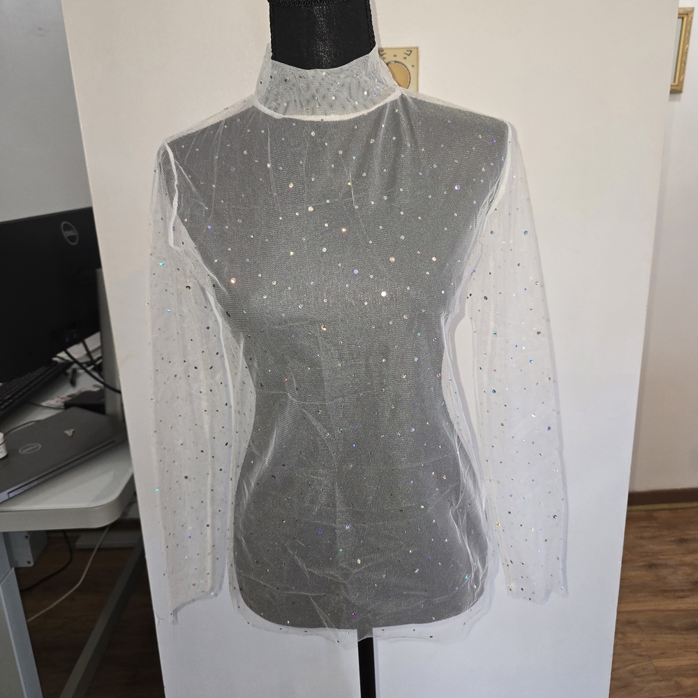 Sheer Glitter Mesh Top